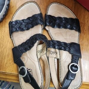 Born Black Braided Leather Sandals